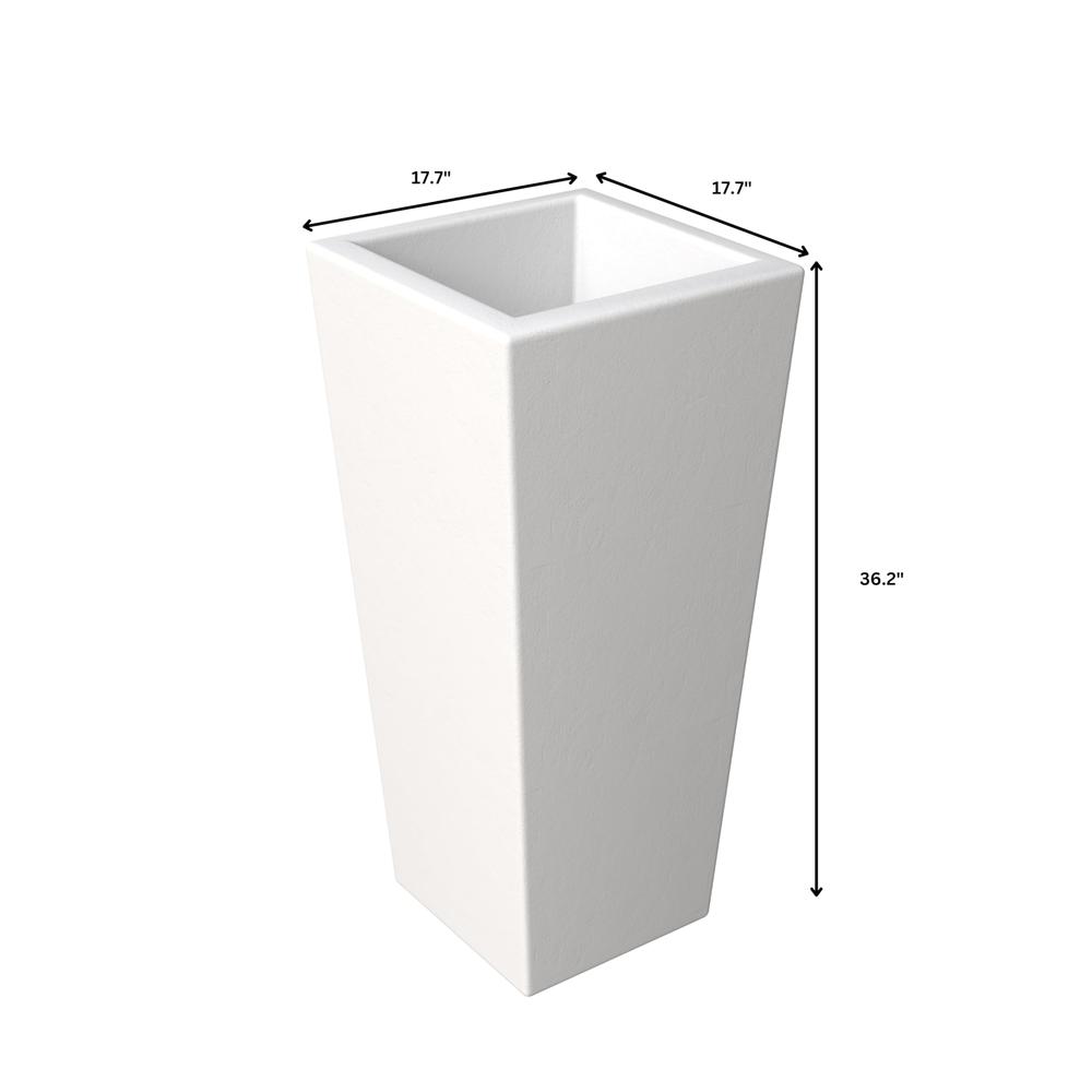Orna Series Poly Stone Planter 17.7 Dia 36.2 High in White. Picture 6