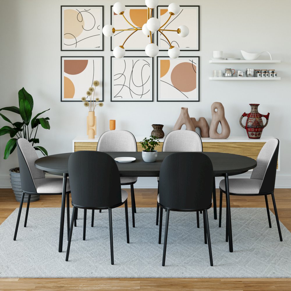 Tule Mid-Century Modern Dining Side Chair Set of 4. Picture 2