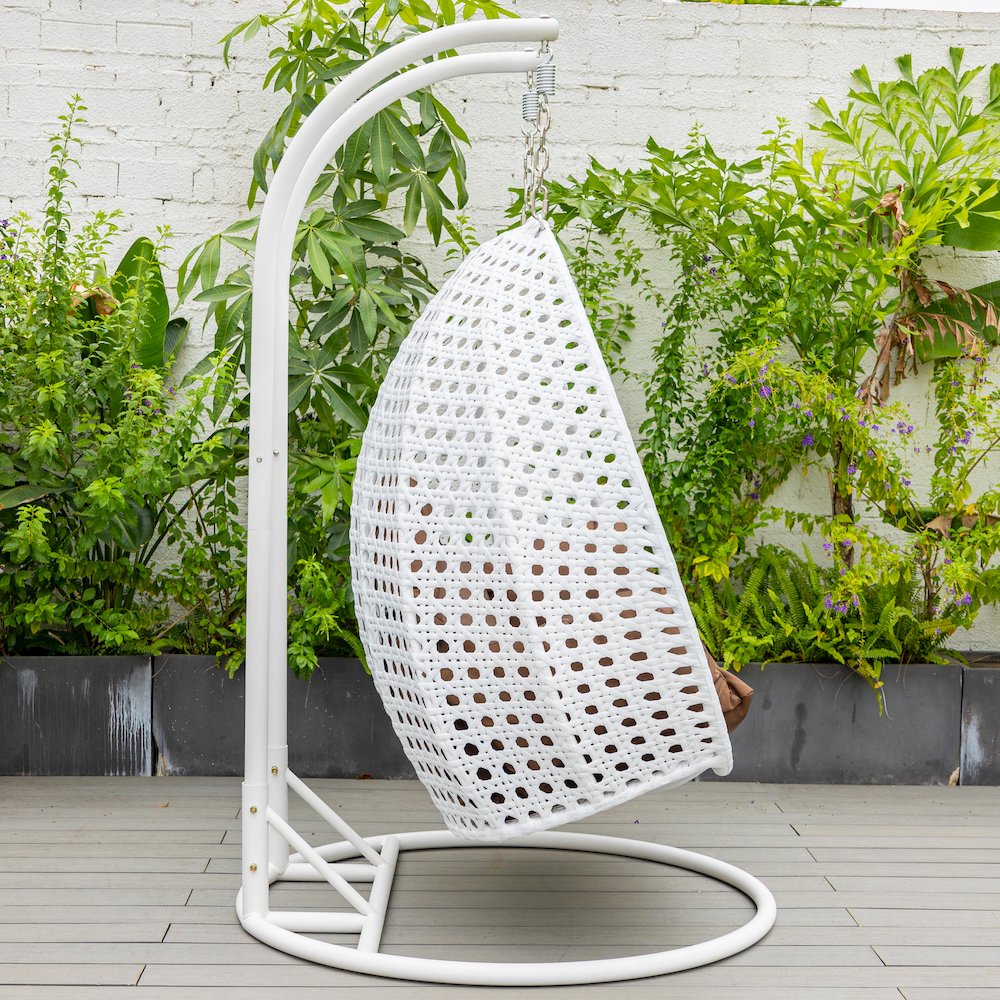 White Wicker Hanging 2 person Egg Swing Chair. Picture 4