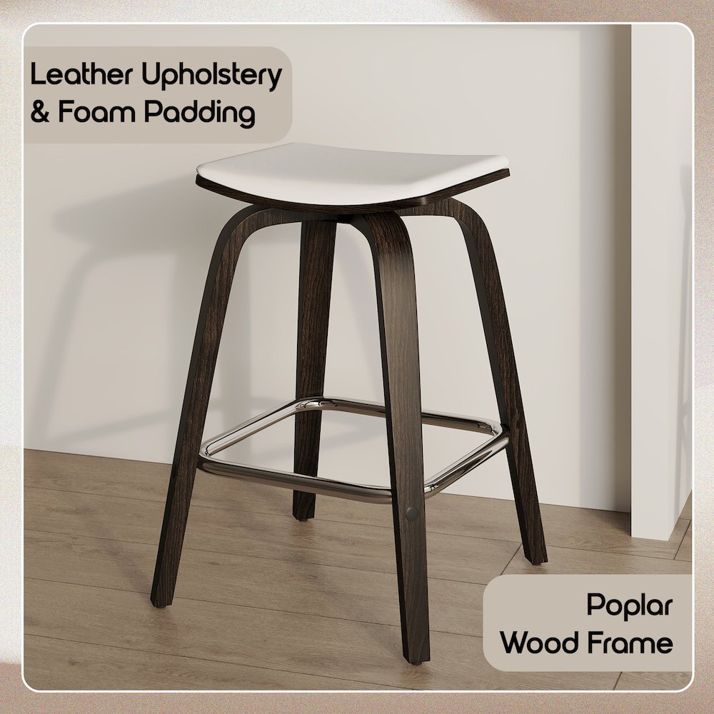 Wooden Counter Stool in White. Picture 1