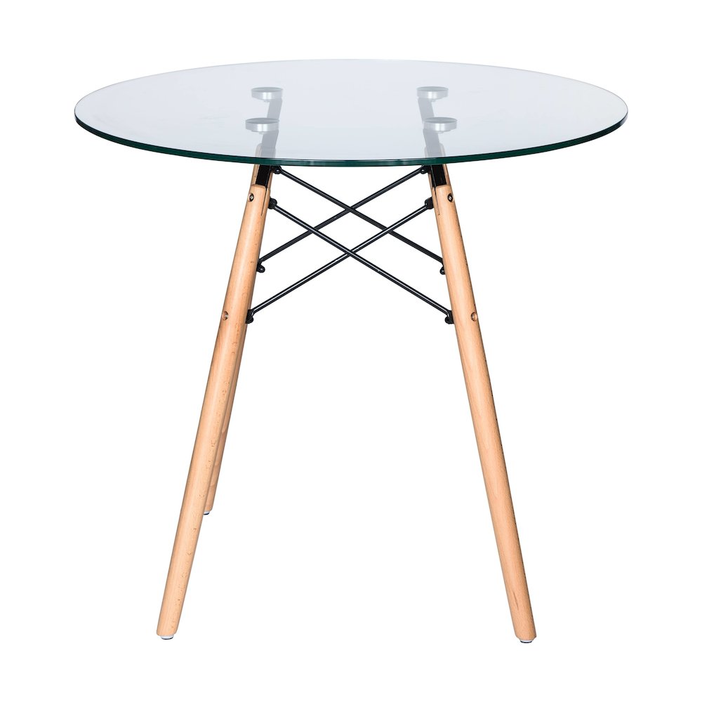 Dover 3-Piece Dining Set with Round Clear Glass Top Bistro Table in Clear. Picture 12
