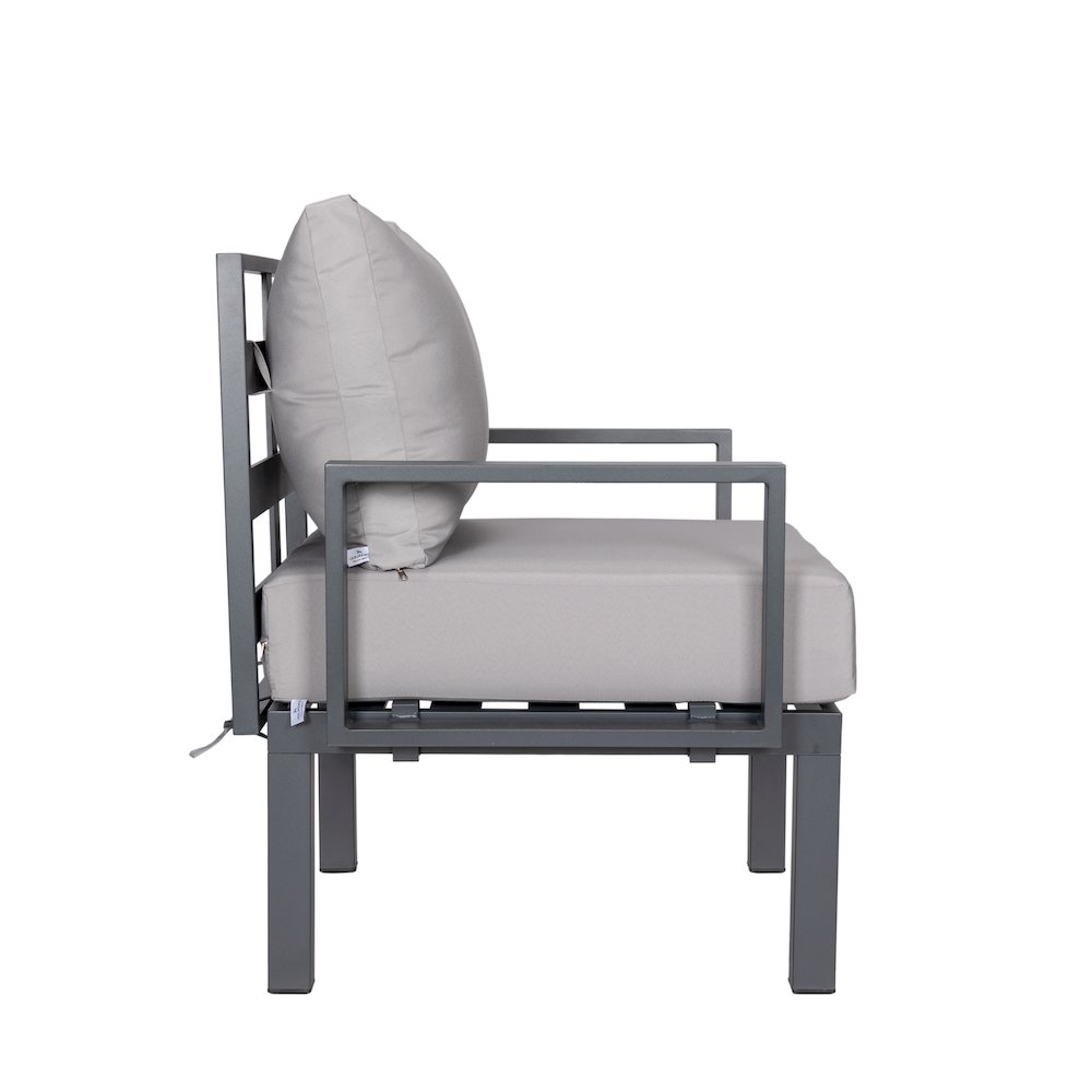 Chelsea 7-Piece Patio Sectional And Fire Pit Table Black Aluminum With Cushions. Picture 18