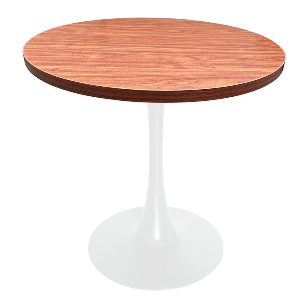 Bristol Dining table, White Base with 36" Round Cognac Brown MDF top. Picture 3
