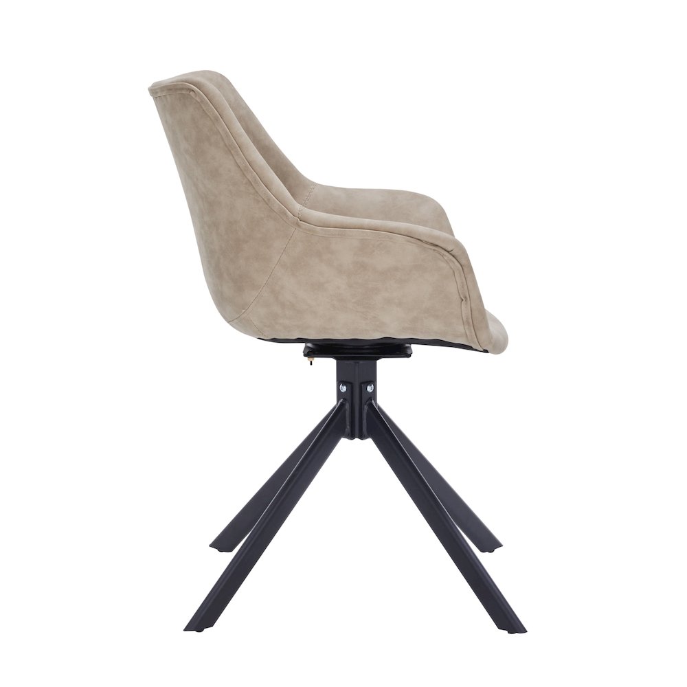 Markley Modern Leather Dining Swival Arm Chair in Taupe. Picture 9