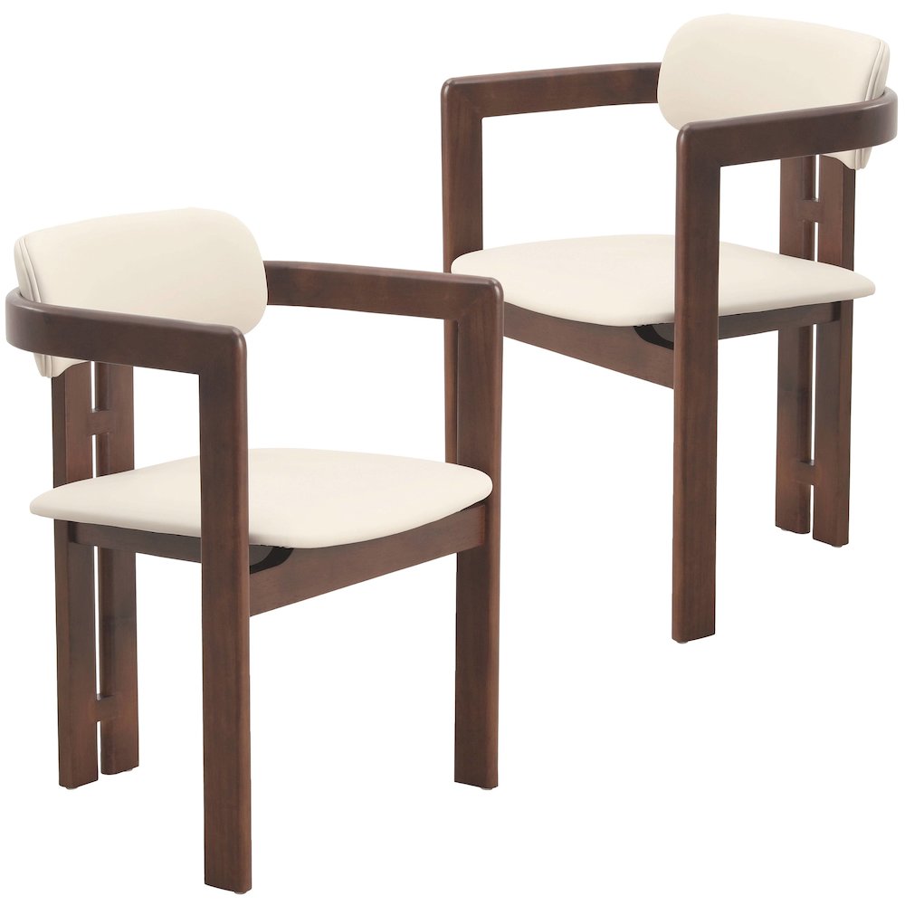 Velo Series Modern Dining Chair in Walnut Color Wood with Toupe Seat. Picture 11