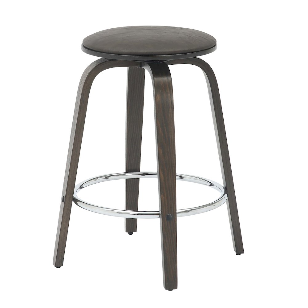 Wooden Counter Stool Pelya Collection Modern Style Walnut Glazed color in Brown. Picture 15