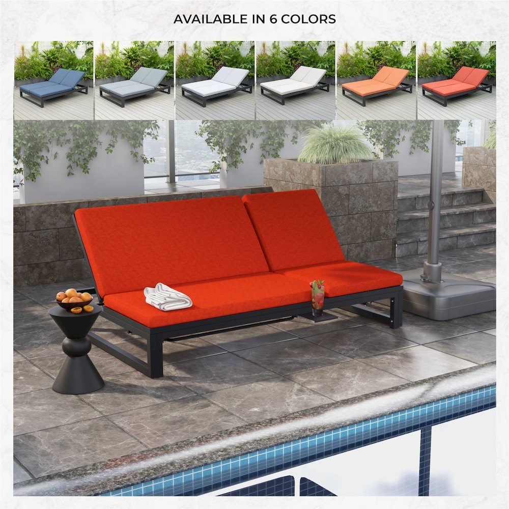 Chelsea Convertible Lounge Reclining Double Chaise With Cushions. Picture 7