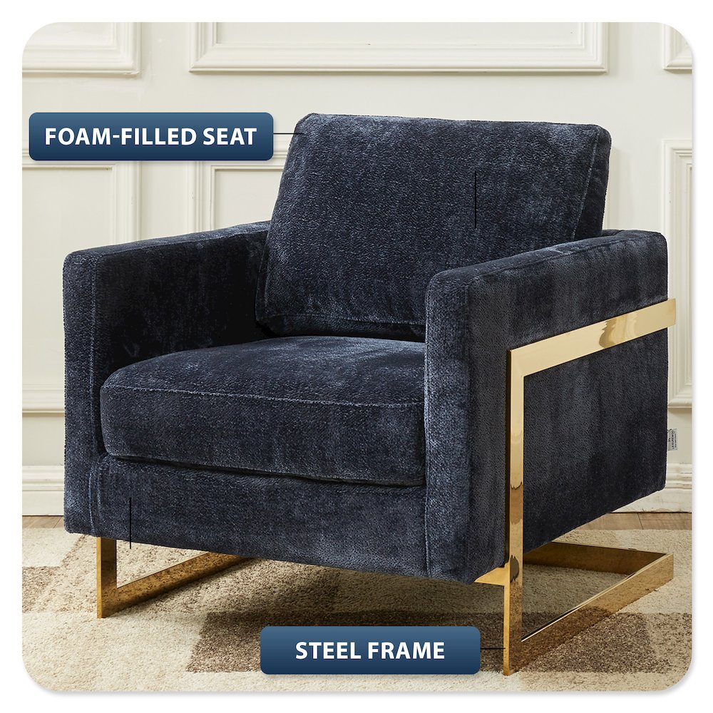 Lincoln Boucle Fabric Accent Armchair in Blue. Picture 2