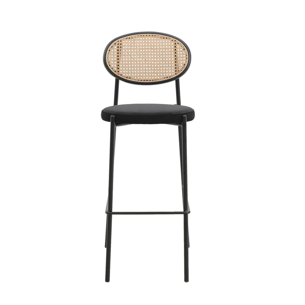 Euston Modern Wicker Bar Stool With Black Steel Frame, Set of 2. Picture 2