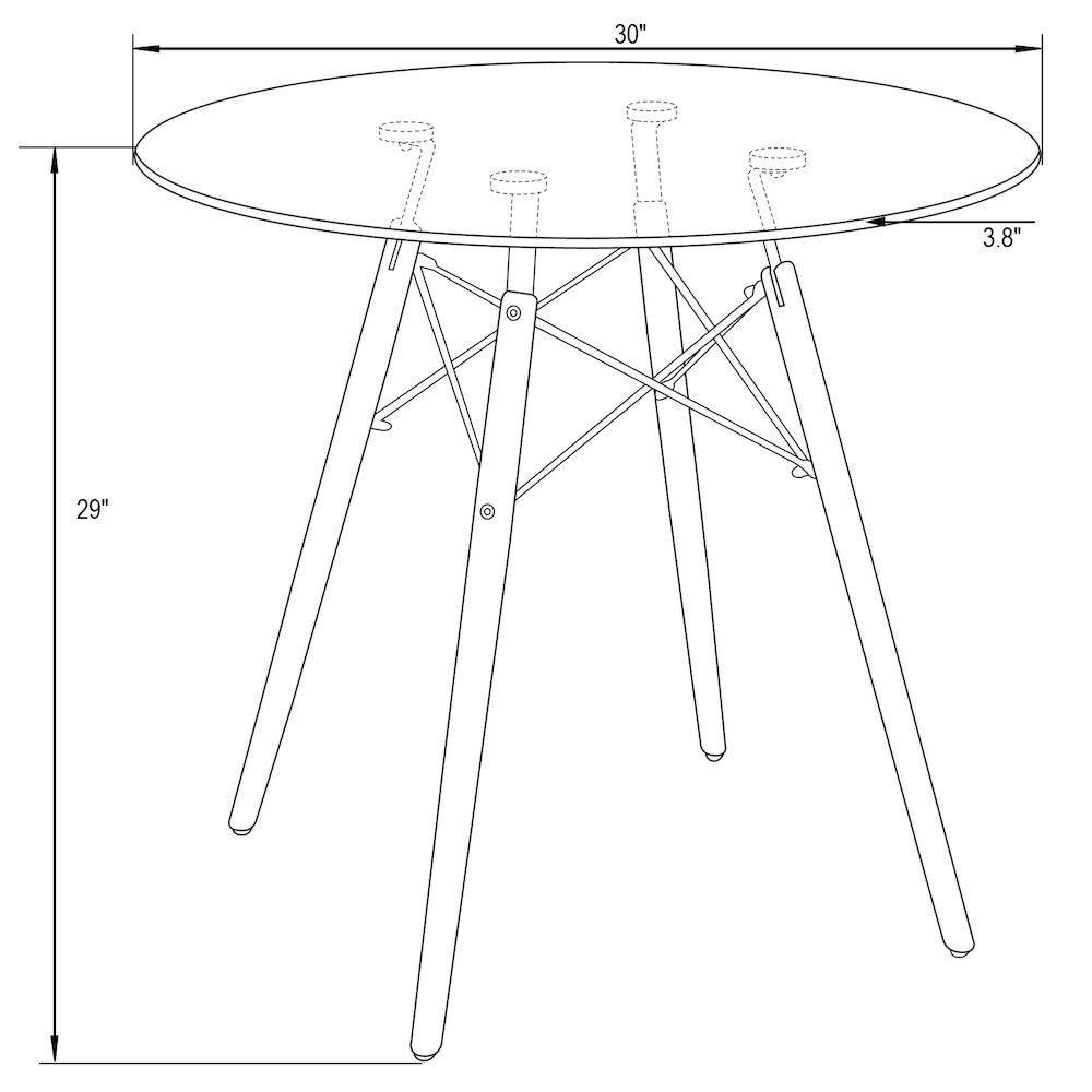Dover 3-Piece Dining Set with Round Clear Glass Top Bistro Table in Blue. Picture 2