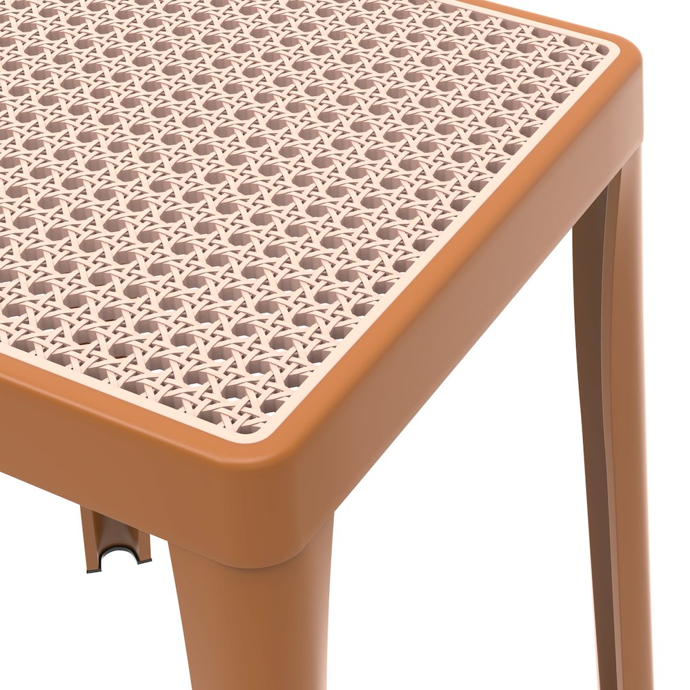 Tresse Series Stackable Poly Stool With Wicker Top 12 in Yellow. Picture 5