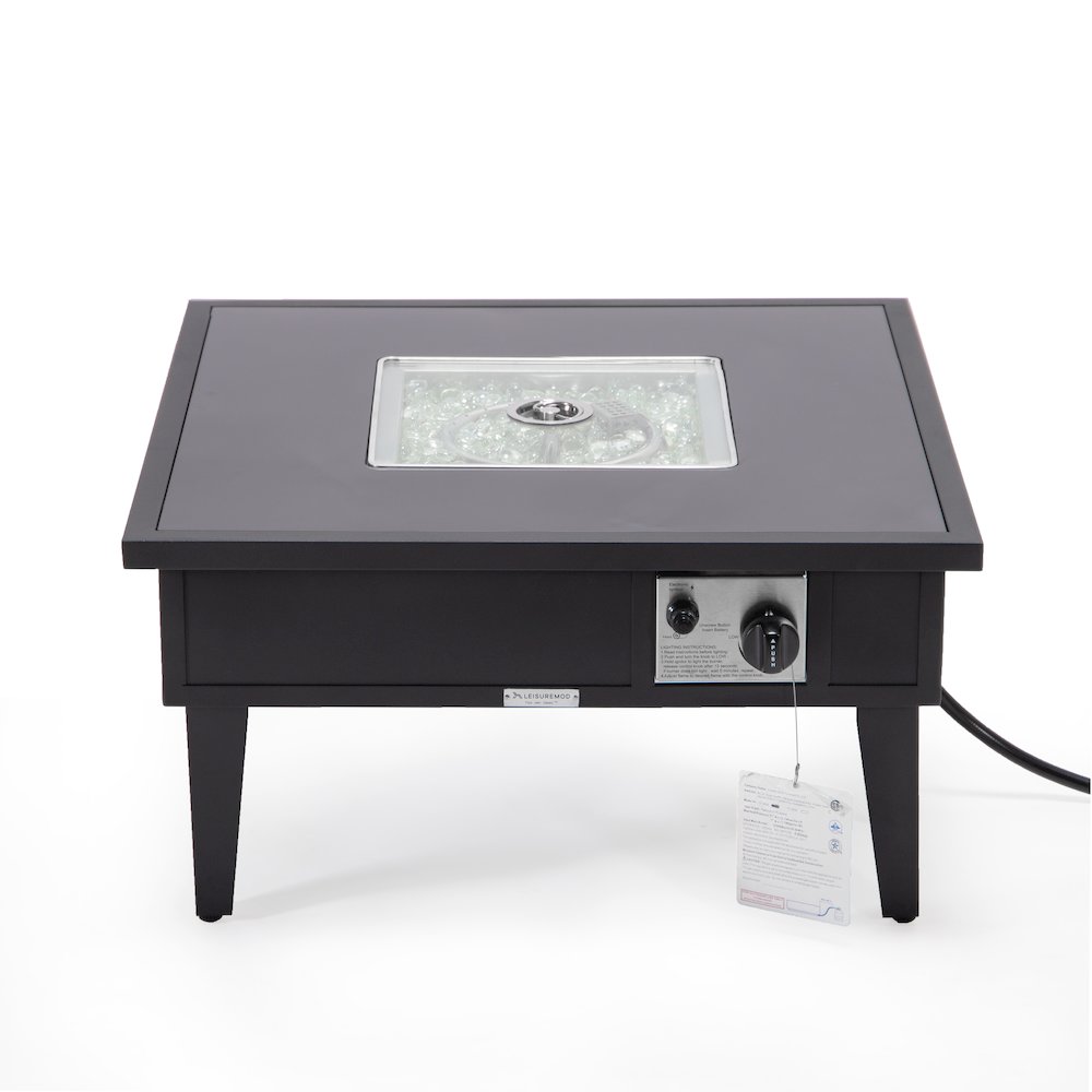 Walbrooke Outdoor Patio Aluminum Square Fire Pit Side Table. Picture 5