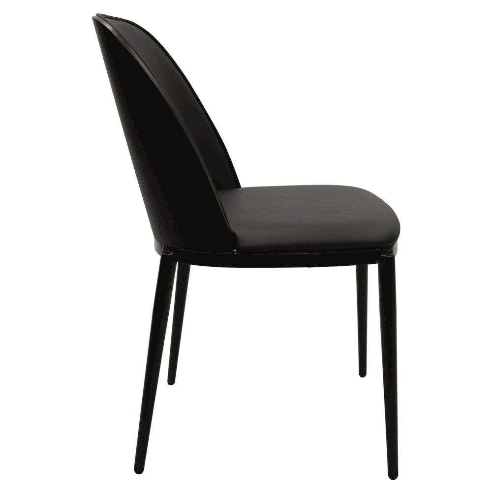 Tule Collection Dining Chair, Black Frame With Black Leather. Picture 2