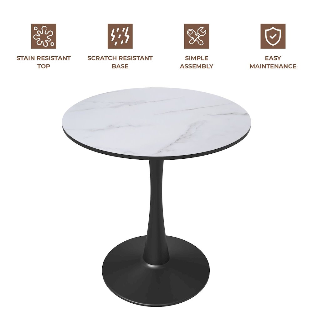 Bristol 27" round dining table Black base with marbled MDF top. Picture 17