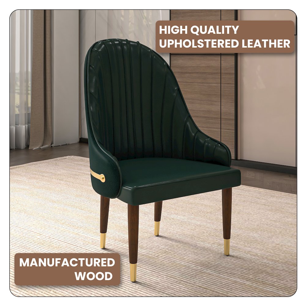 Elara Collection Wooden Dining Chair in Two-Tone Green Set of 4. Picture 4
