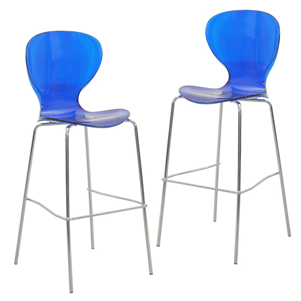 Oyster Acrylic Barstool in Transparent Blue. Picture 1