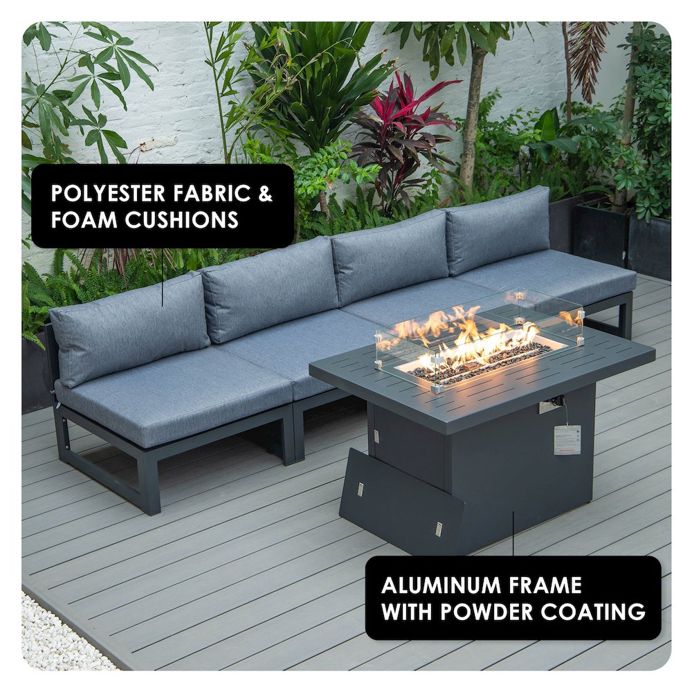 Chelsea 5-Piece Middle Patio Chairs and Fire Pit Table. Picture 1