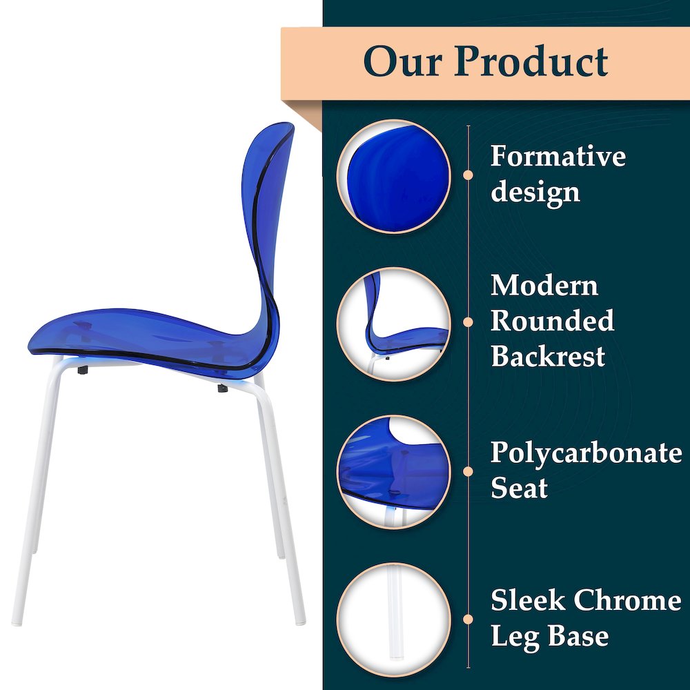 Modern Oyster Transparent Side Chair in White Base. Picture 9
