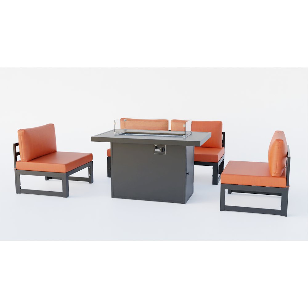 Chelsea 5-Piece Middle Patio Chairs and Fire Pit Table. Picture 4