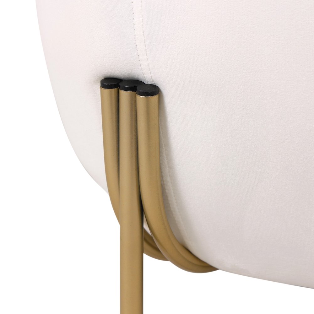 Zuno Collection Modern Single Seater Sofa in White Velvet. Picture 8