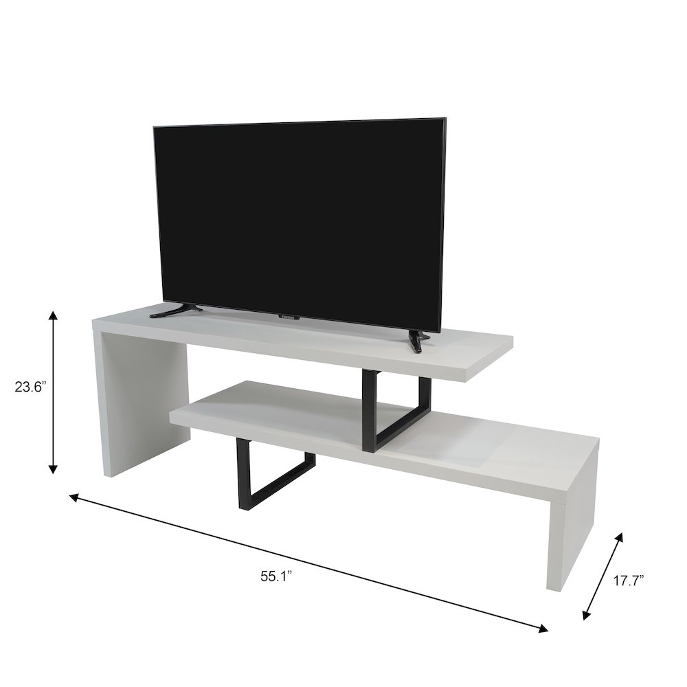Orford Mid-Century Modern TV Stand in White. Picture 2