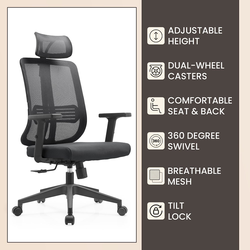 Office Nift Series Office Task Chair In Black. Picture 8