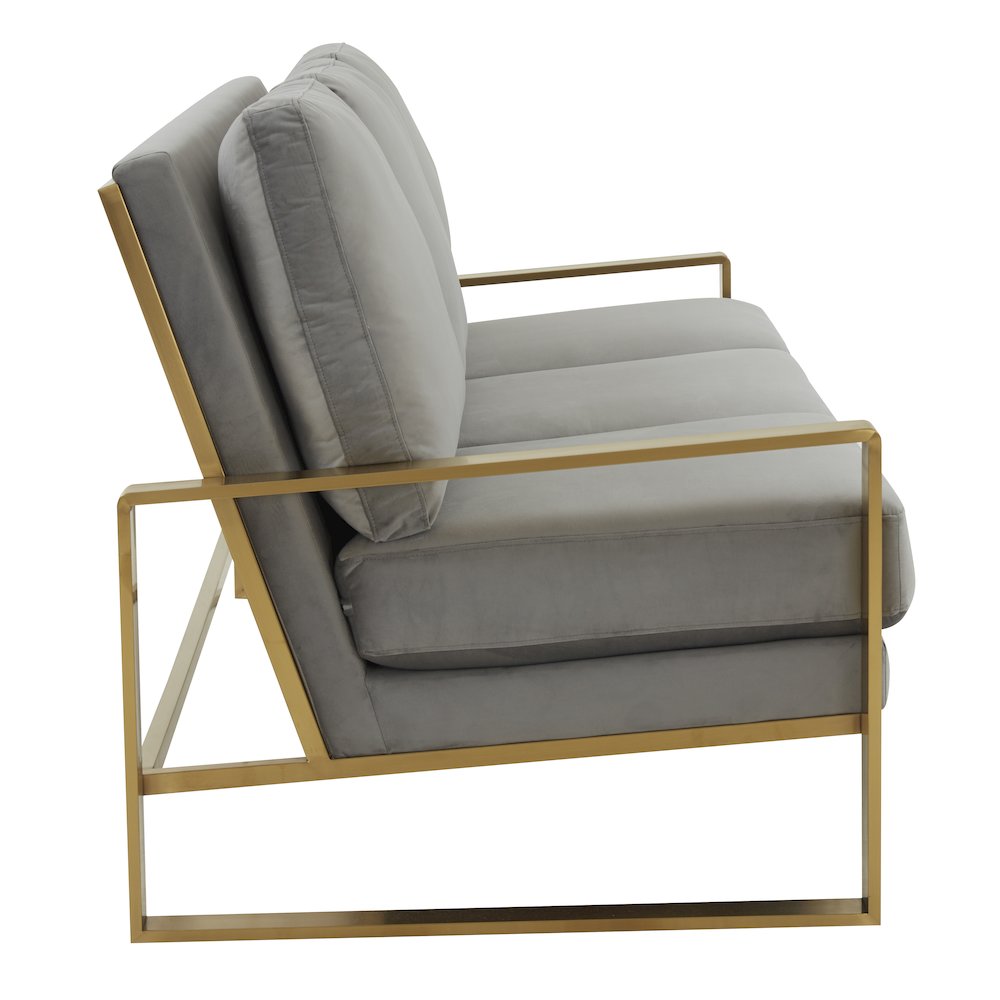 Jefferson Contemporary Modern Design Velvet Sofa With Gold Frame.. Picture 4