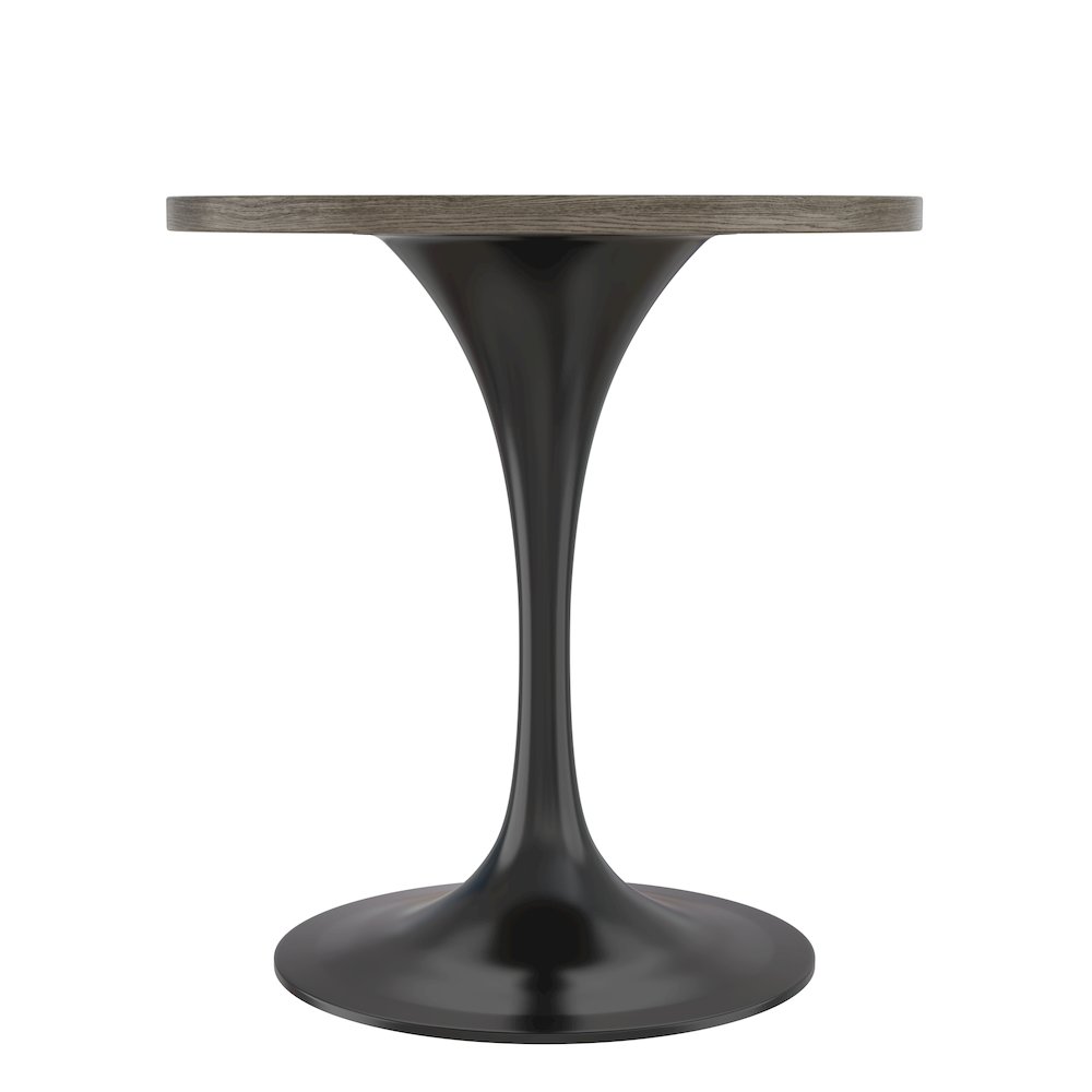 Verve Collection 27 Round Dining Table, Black Base with Dark Maple MDF Top. Picture 7