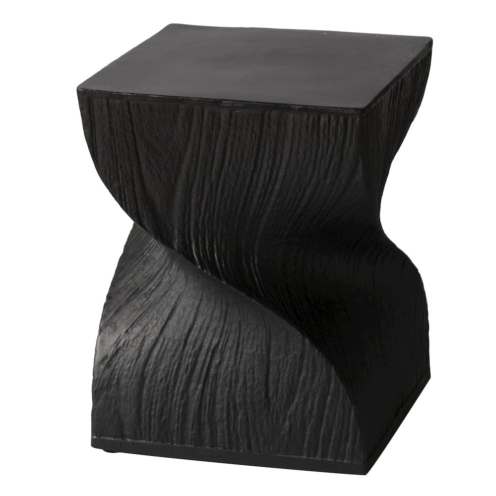 Onyx Collection Fiberglass Outdoor Side Table in Black. Picture 18