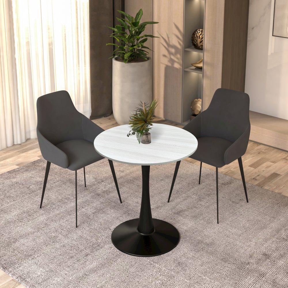 Bristol Dining table, Black Base with 27 Round Light Natural MDF top. Picture 6