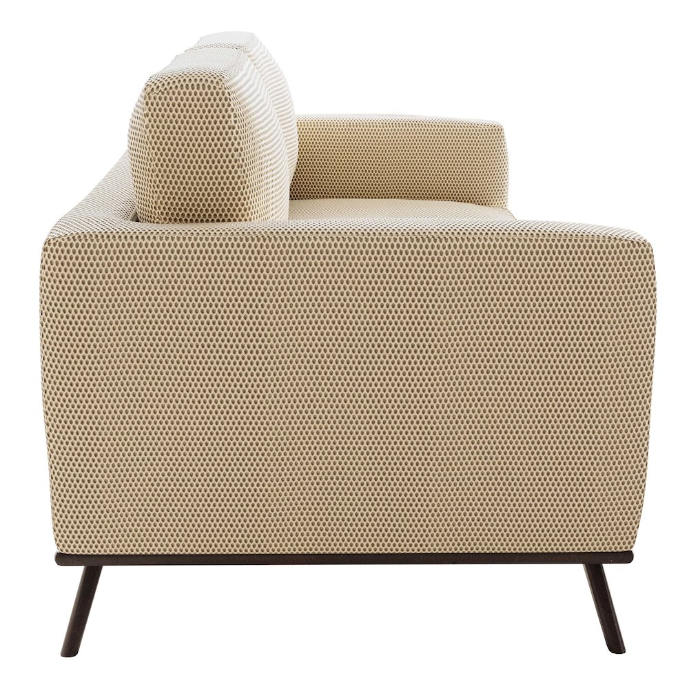 Chester Modern Faux Leather Loveseat in Beige Mesh. Picture 8