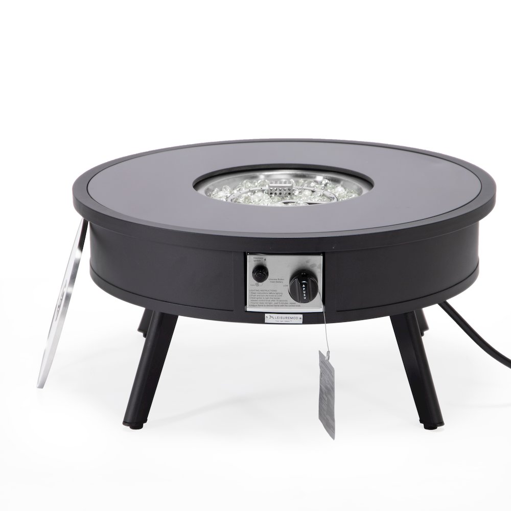 Walbrooke Outdoor Patio Aluminum Round Fire Pit Side Table. Picture 5