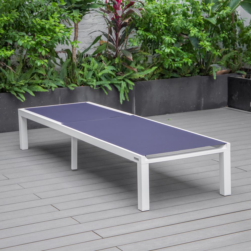 Marlin Patio Chaise Lounge Chair With White Aluminum Frame. Picture 6