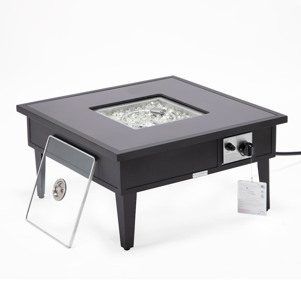 Walbrooke Outdoor Patio Aluminum Square Fire Pit Side Table. Picture 3