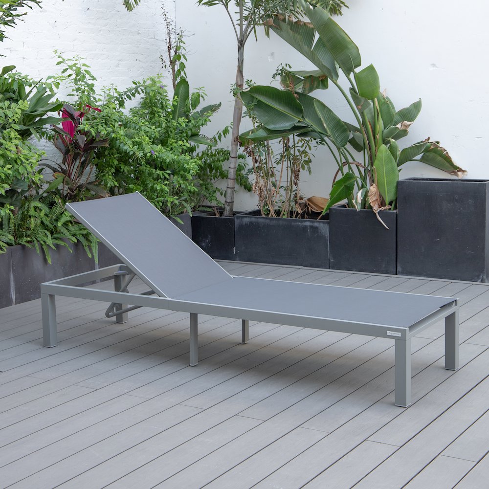 Marlin Patio Chaise Lounge Chair With Grey Aluminum Frame. Picture 4