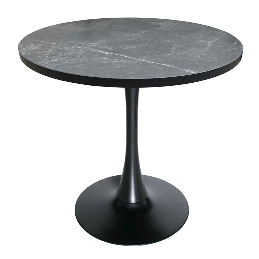 Bristol Dining table, Black Base with 36 Round Marbleized Black MDF top. Picture 1