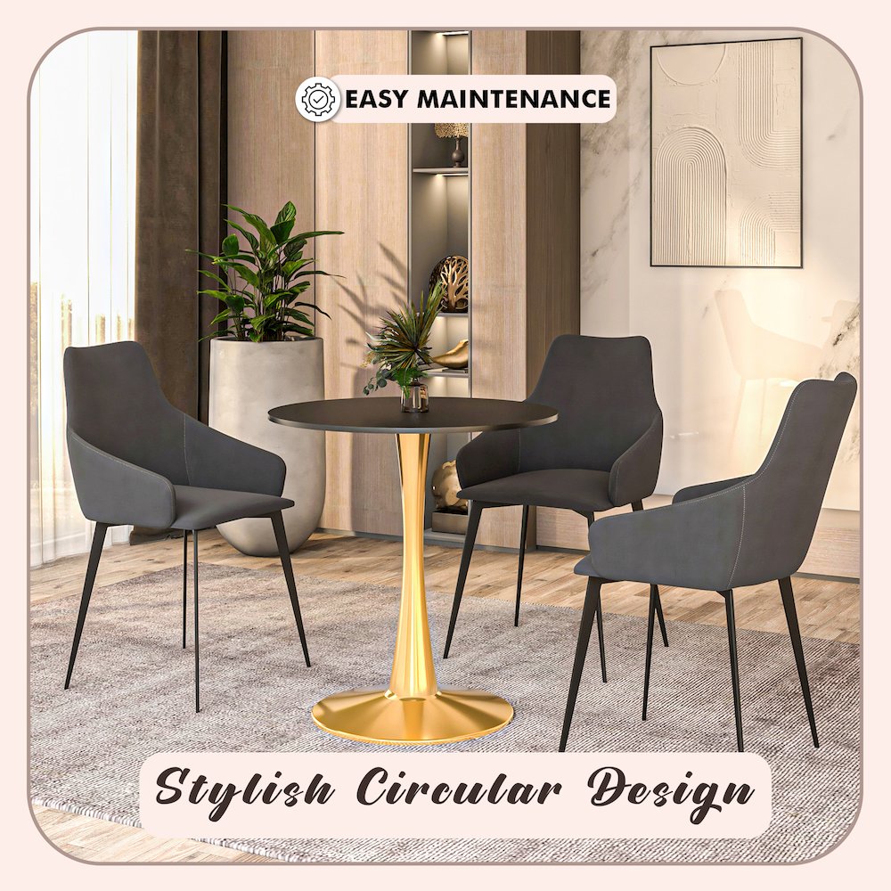 Bristol 24" round dining table Gold Base With Black Top. Picture 20
