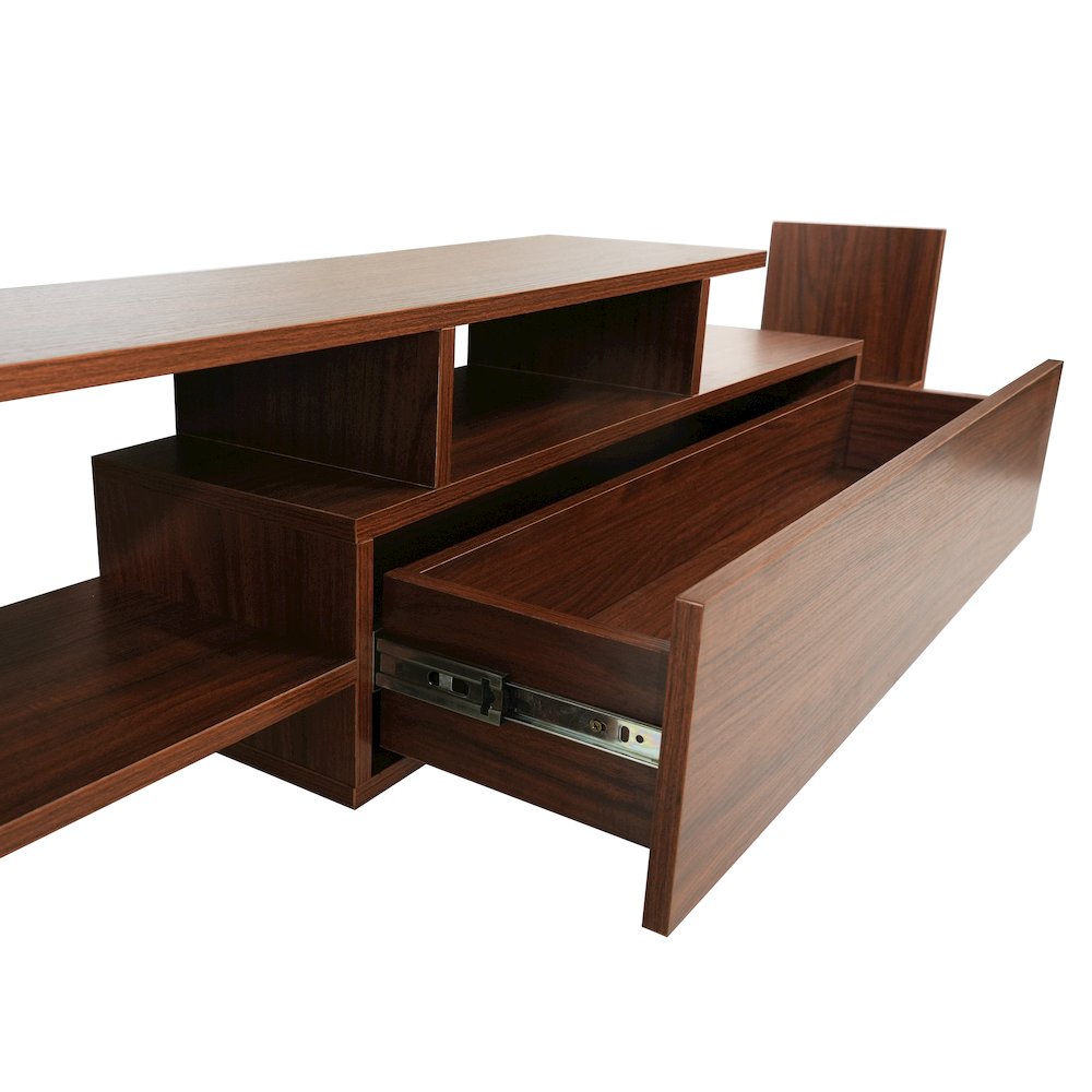 Surrey Modern TV Stand with MDF Shelves and Bookcase in Walnut. Picture 17