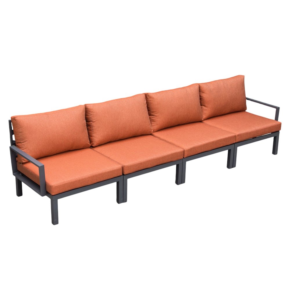 Hamilton Aluminum Patio 4-Seater Sofa With Cushions in Orange. Picture 4