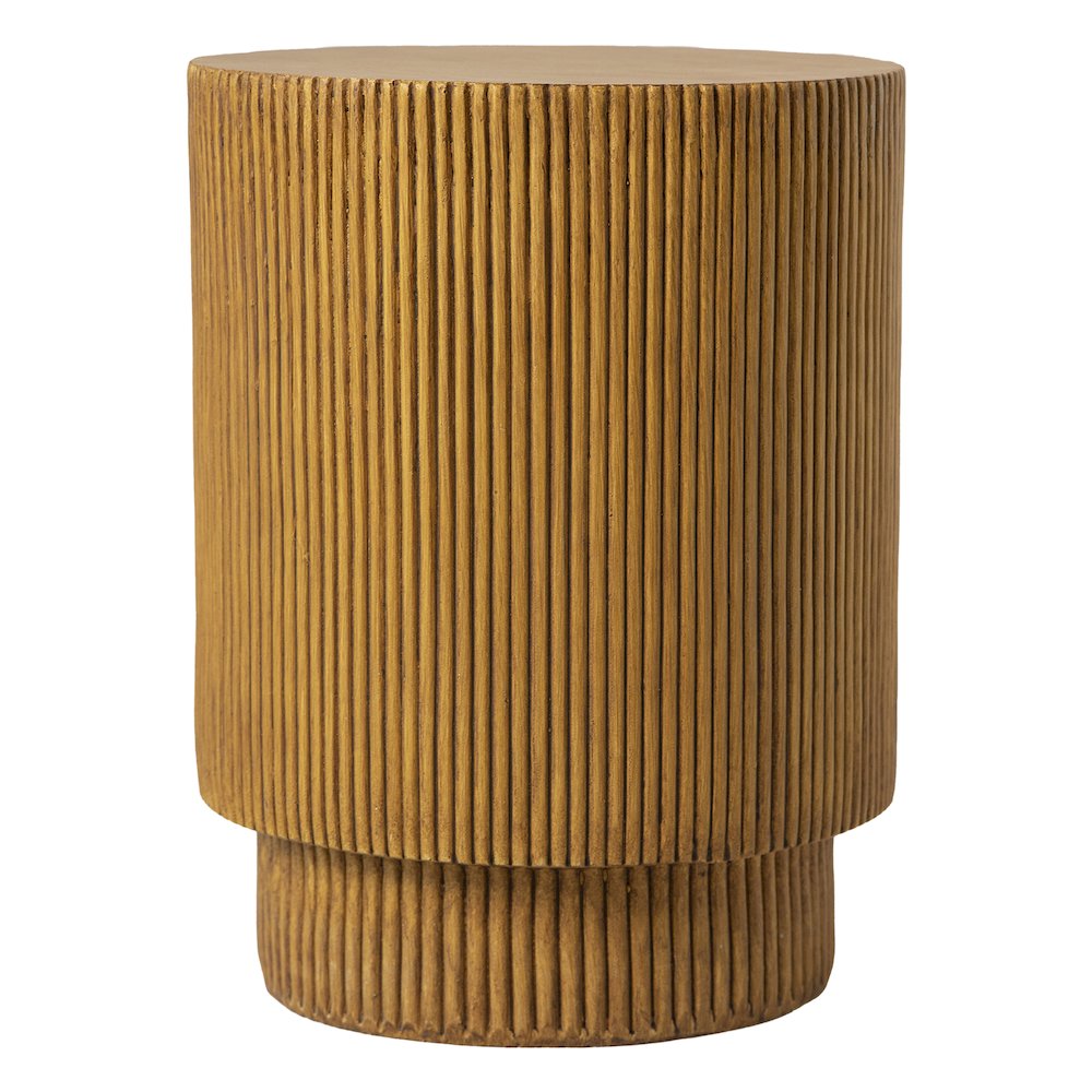 Eden Collection Fiberglass Outdoor Side Table in Wood Brown. Picture 1