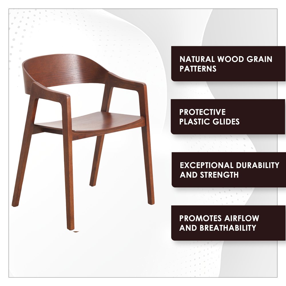 Rivo Collection Elegant Dining Chair in Dark Brown Wood. Picture 4
