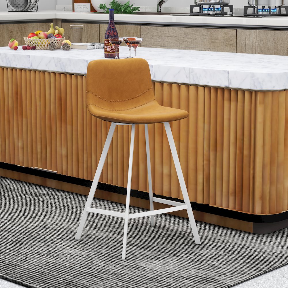 Elland - Counter stool -Light Brown-White base. Picture 11