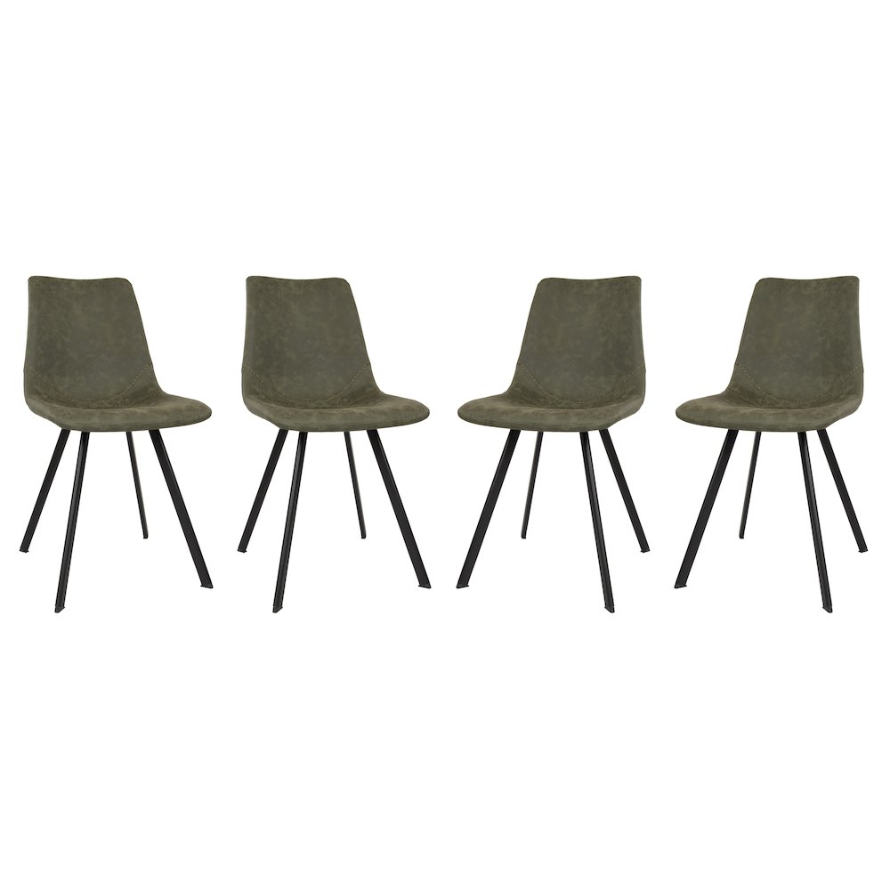 Markley Modern Leather Dining Chair With Metal Legs Set of 4. Picture 2