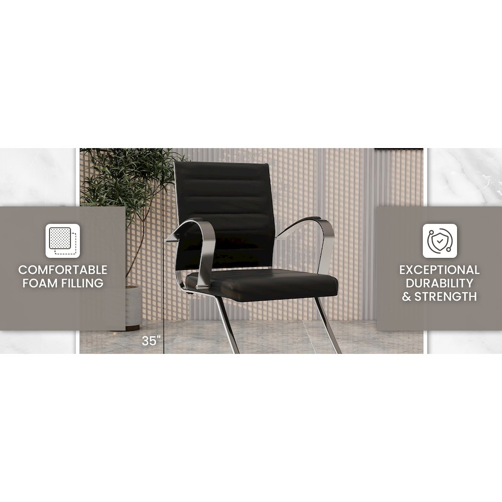 Benmar Home Leather Guest Office Chair in Black. Picture 5