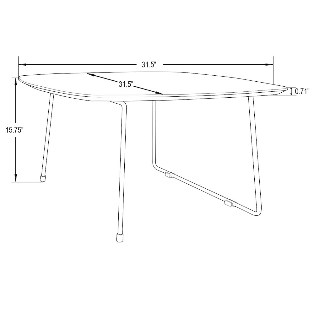 Pemborke Mid Century Modern Square Coffee Table in Natural Wood. Picture 26