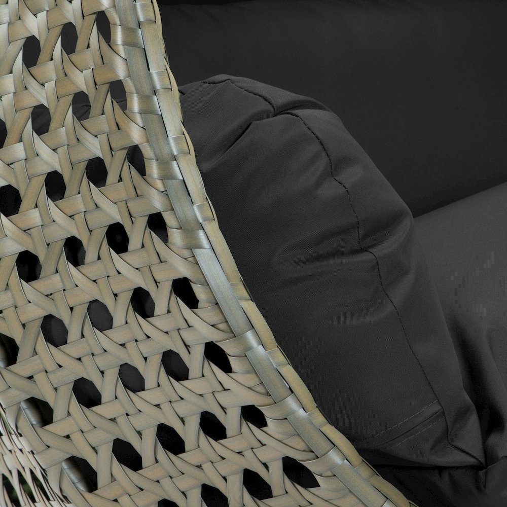 Beige Wicker Hanging 2 person Egg Swing Chair. Picture 8