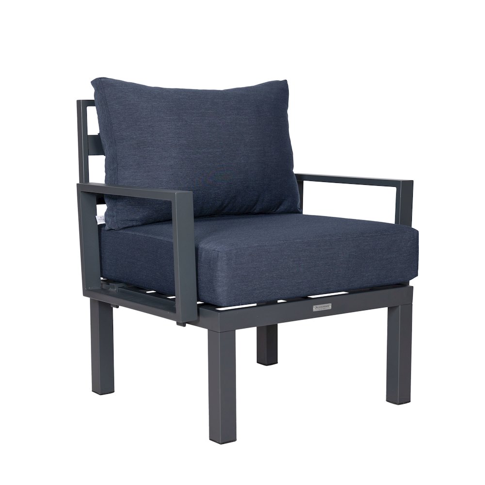 Chelsea 7-Piece Patio Sectional And Fire Pit Table Black Aluminum With Cushions. Picture 18