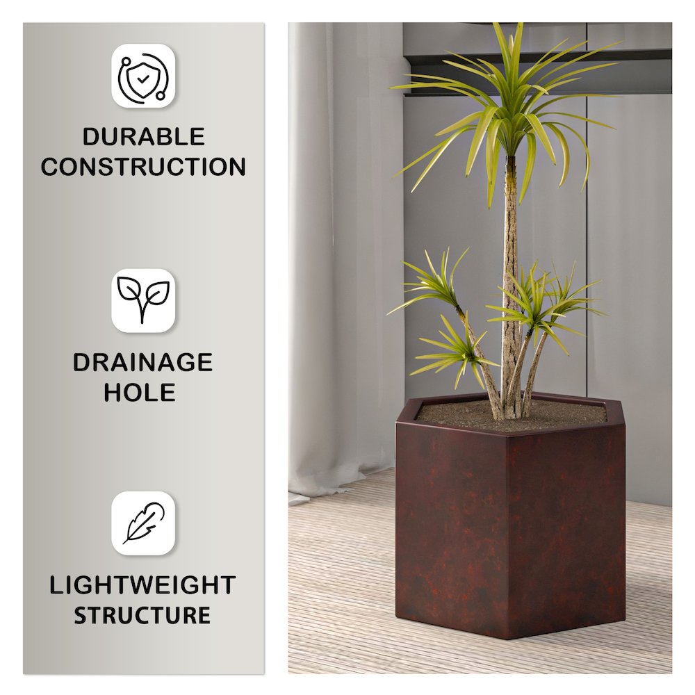 Thicket Series Poly Stone Planter in Brown 11 High. Picture 15