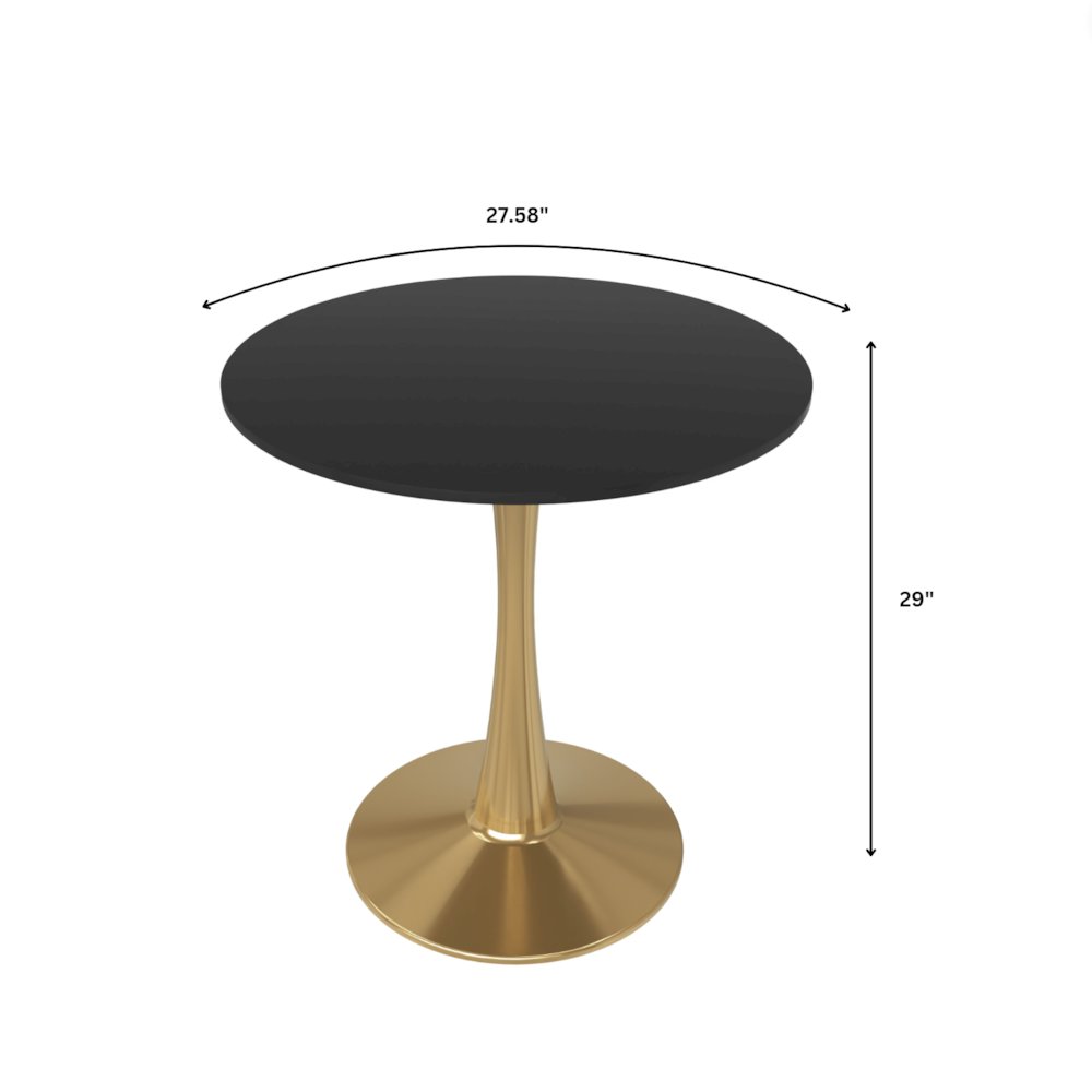 Bristol 27" round dining table Gold Base With Black Top. Picture 29