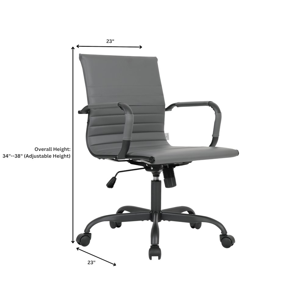 Harris Leather Home Office Chair in Grey With Black Frame. Picture 1